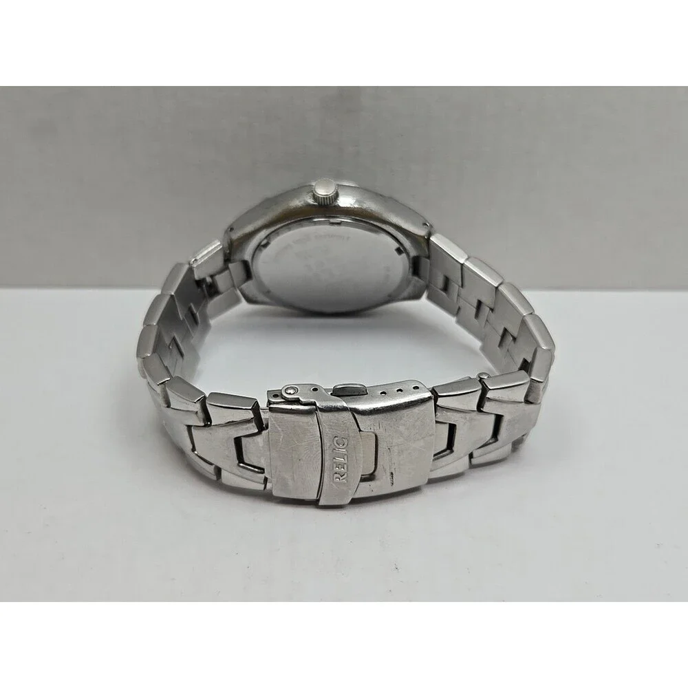 Relic Wet by Fossil Mens Green Dial Silver Stainless Date Watch New Battery 50M